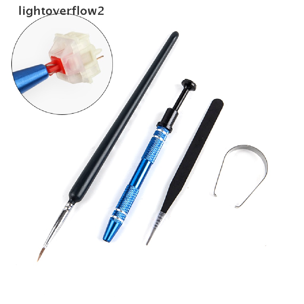 (lightoverflow2) 4pcs / set Brush + Pinset + Switch Stem Holder Untuk Keyboard Mekanik MX (ID)