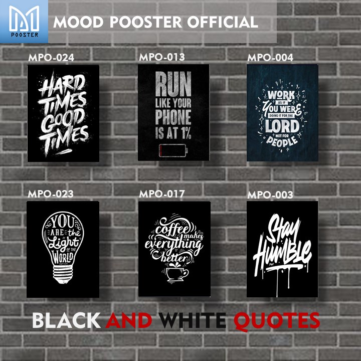 Jual POSTER KATA KATA QUOTES BAHASA INGGRIS EDISI HITAM PUTIH Shopee