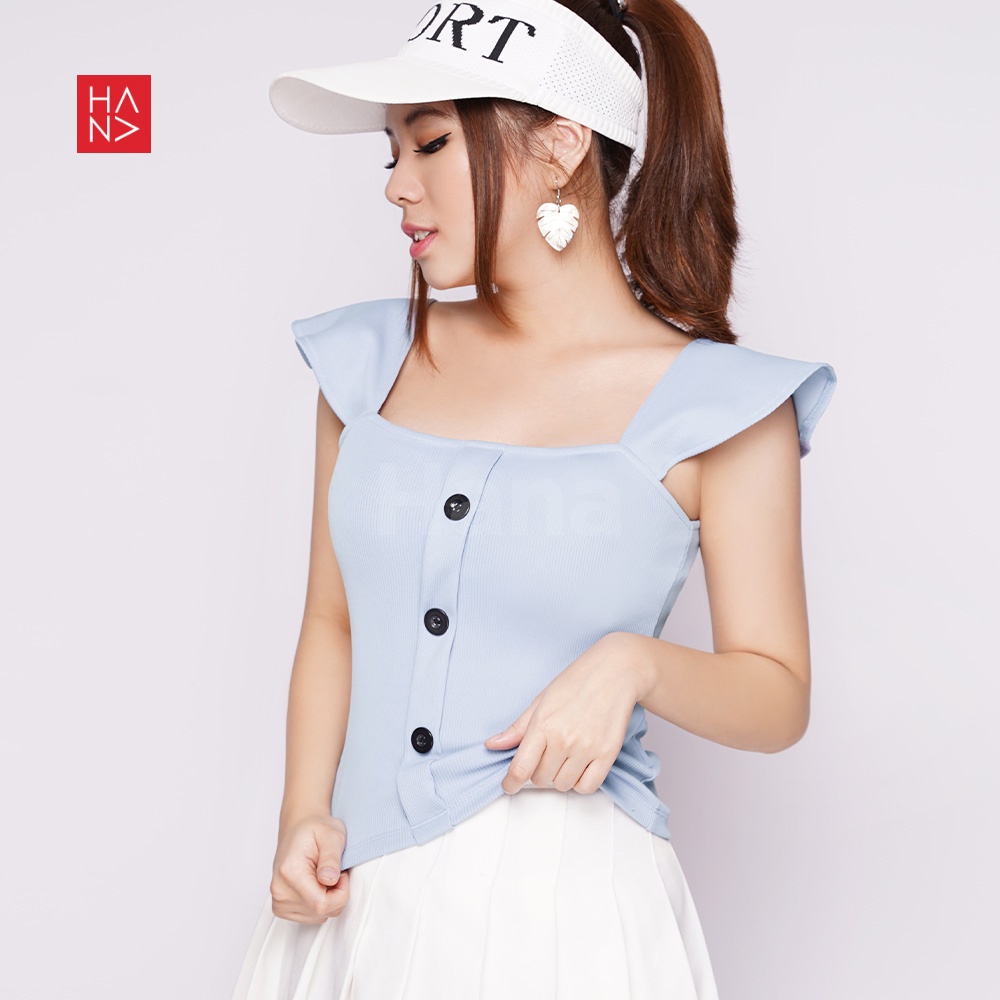 Hana Fashion - Giselle Square Neck Crop Tank Top Atasan Wanita [S - XXL] - TT041