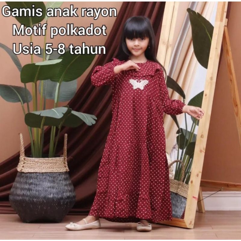 Gamis Arab anak perempuan brokat/gamis renda kupu / gamis Keysa anak anak/baju anak model lengan pan