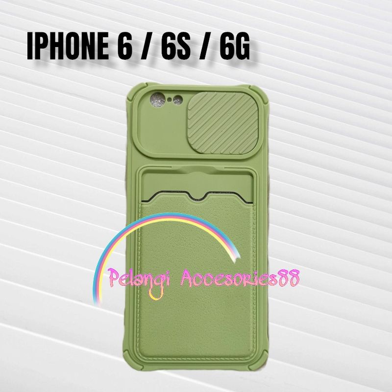 CASE IPHONE 6 / 6S / 6G CASE SOFTCASE SLEDING WARNA WARNI SLOT CARD