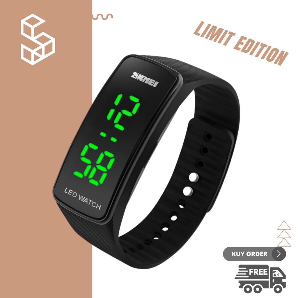 SKMEI Jam Tangan Digital LED Pria Ori Jam Tangan Hitam Waterproof Jam Tangan Skmei Pria jam tangan p