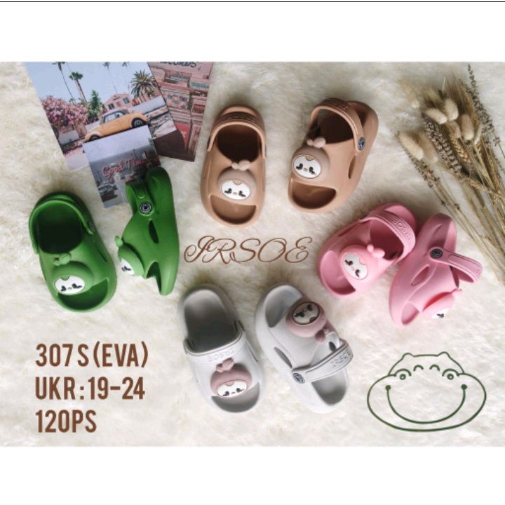 IR-307S Sandal Selop/ Baim Anak Perempuan Tali Belakang Motif Boneka Bisa Putar Merek Irsoe Ukuran 1