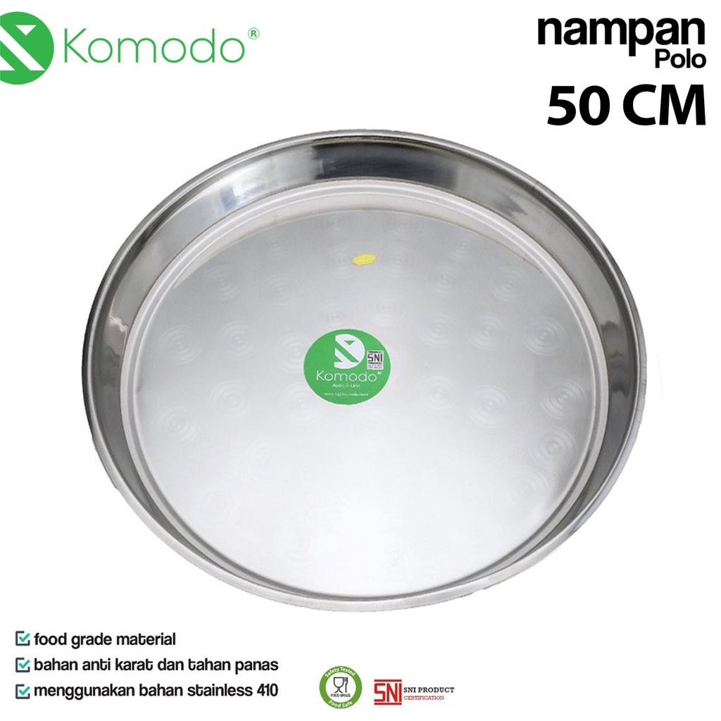 NAMPAN BULAT / BAKI BUNDAR WADAH SAJI STAINLESS POLO 50 CM KOMODO