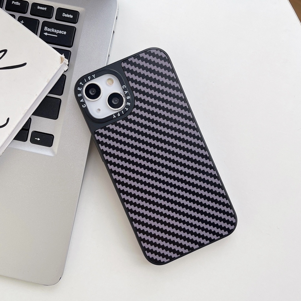 Hard Case Tekstur Carbon Fiber Shockproof Cover iPhone 14 13 12 11 Pro MAX