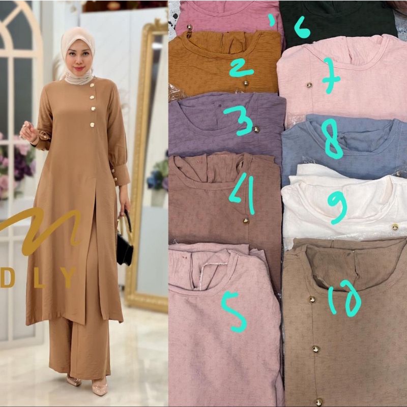 ONE SET LONG TUNIK CRINKLE IMPORT PREMIUM. SETELAN LONG TUNIK CRINKEL IMPORT PREMIUM. STELAN LONG TU