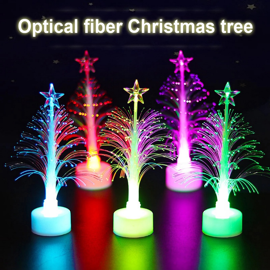 Mini LED Christmas Tree Night Light Color Changing Fiber Optical Light USB Connection Lamp Festival Decor for Bedroom Shopping