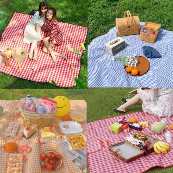 TIKAR KAIN PIKNIK KOTAK COKSU / KAIN KOTAK/ BTS / KAIN ALAS TIKAR