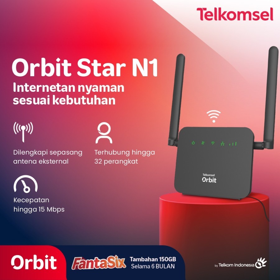 Telkomsel Orbit Star N1 Home Router Wifi Bonus Kuota 150 GB - Garansi Resmi