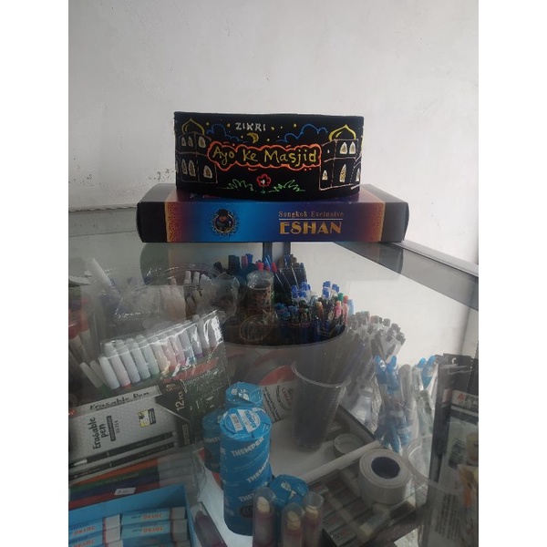 songkok lukis motif masjid, kopyah masjid, peci anak karakter, peci NU