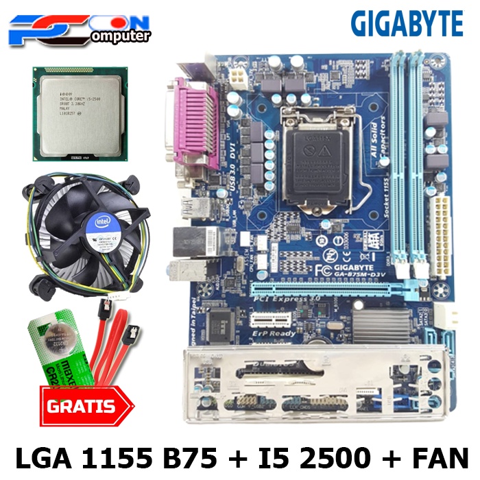 MAINBOARD MOTHERBOARD SOKET 1155 B75 dengan i5 2500