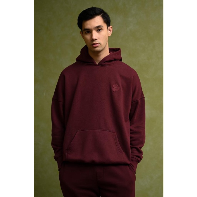 HOODIE PREPP STUDIO PREPP OVERSIZED HOODIE SIGNATURE PATCH MAROON