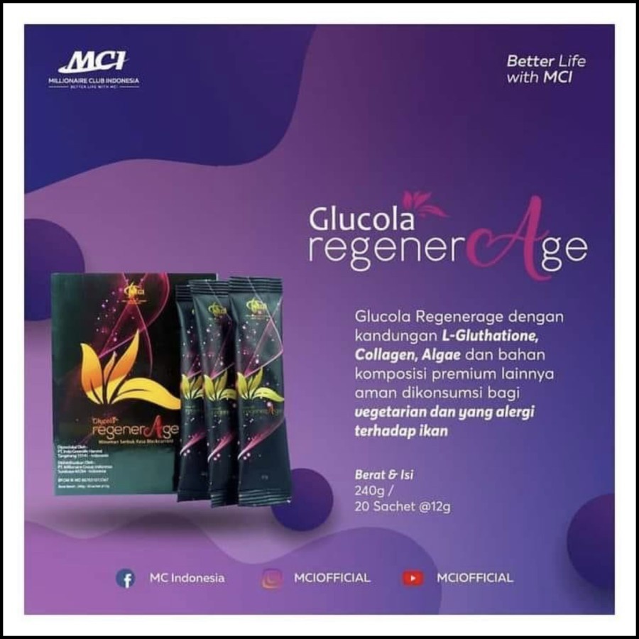 Minuman Glutathione dan collagen Glucola Regenerage 2 MCI isi 20