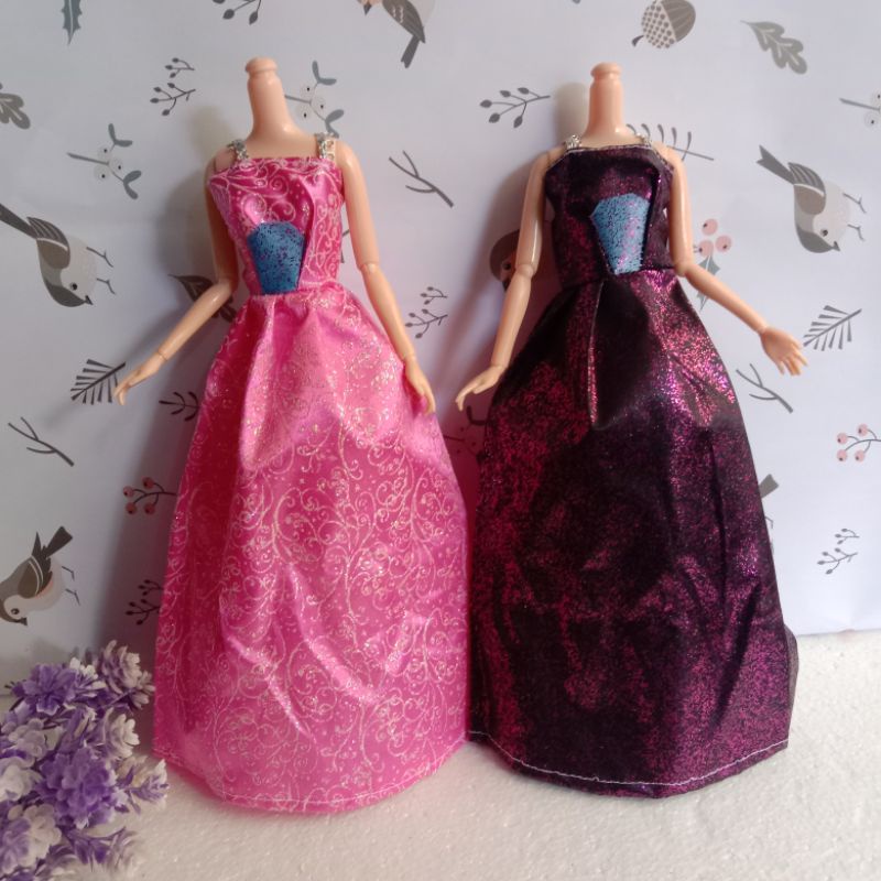 gaun boneka berbi 2pcs koleksi baju Berbi mainan anak