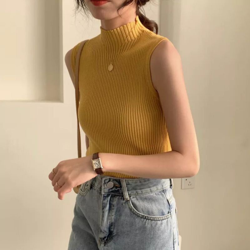 LIDYA TURTLENECK KNIT TANK TOP WANITA TERBARU | Tank Top Turtle Neck | TANKTOP turtleneck | longneck