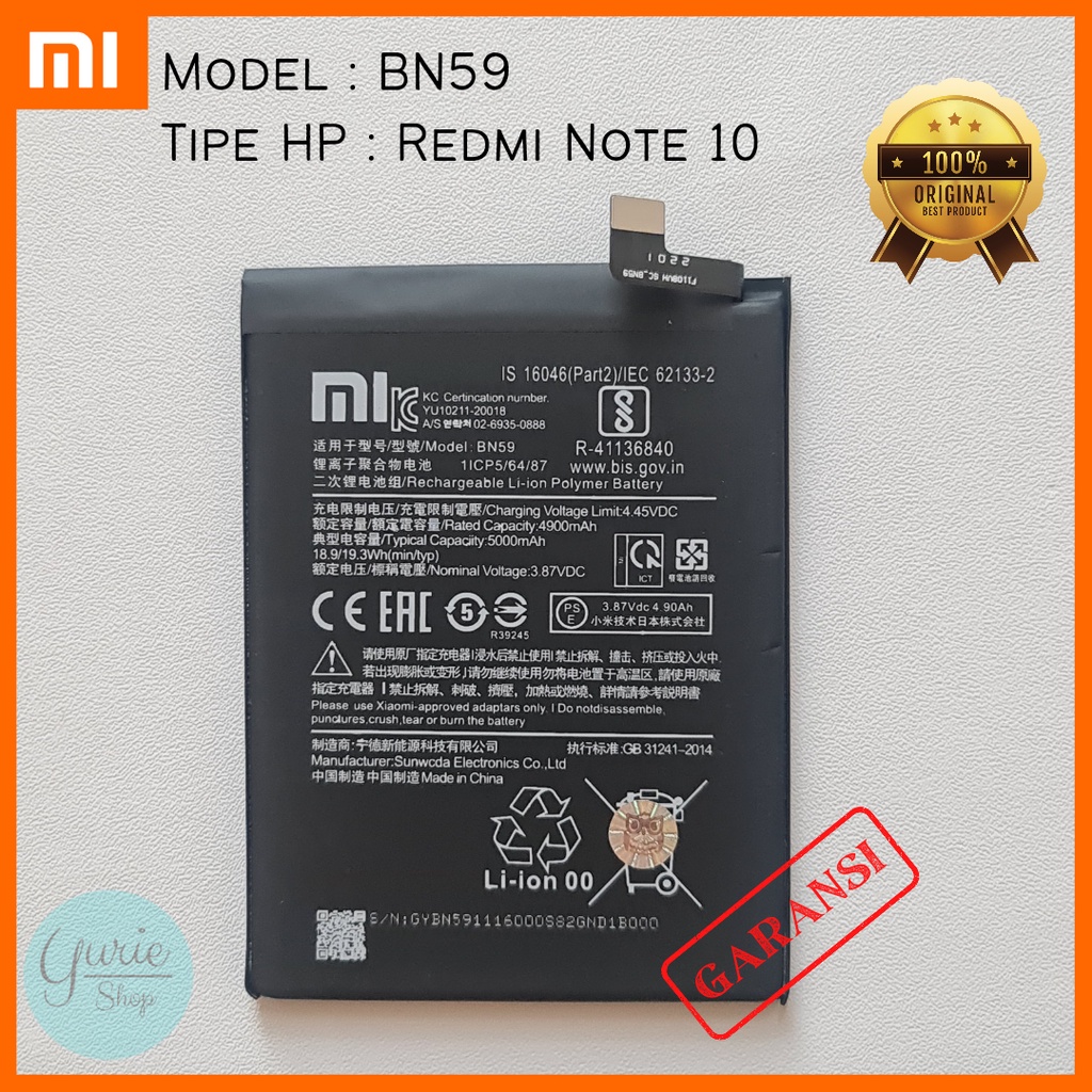 BATERAI BATTERY BATRE XIAOMI REDMI NOTE 10 10S PRO BN59 ORIGINAL