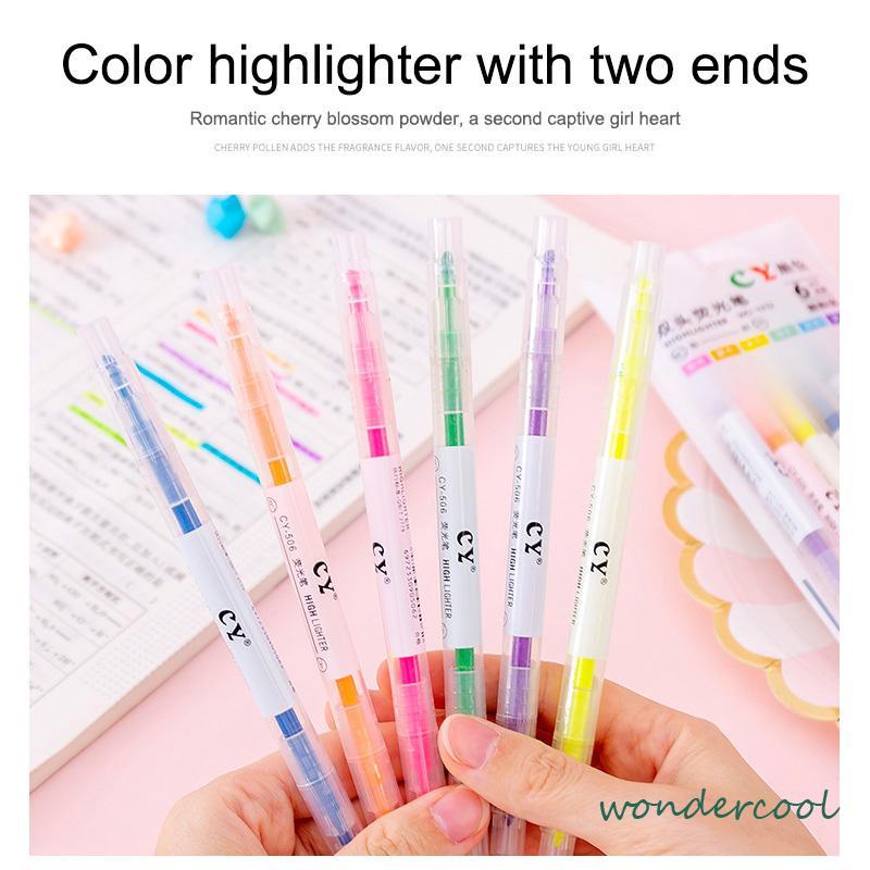 Spidol Berujung Miring Ber warna  Pena Stabilo Kreatif Berujung Ganda  Pena Stabilo Dua Warna Spidol Siswa-Won