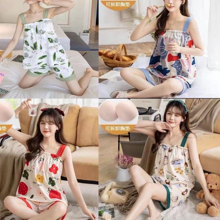 SALEPiyama Tanktop +Bra Baju Tidur Sexy Import Baju Tidur Wanita Dewasa Import|KD7