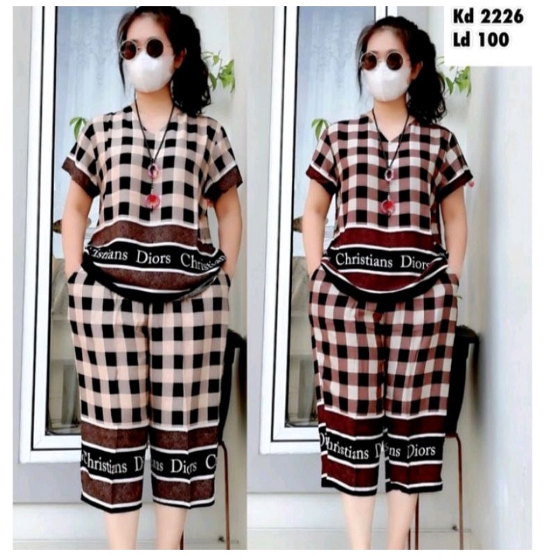 Setelan Wanita Korea Kekinian(Baju+Celana)Size Fit to