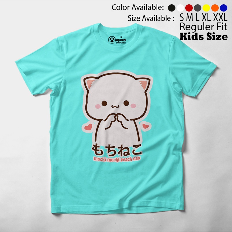 Kaos Atasan Anak Perempuan Agatchi Motif Mochi Peach Cat