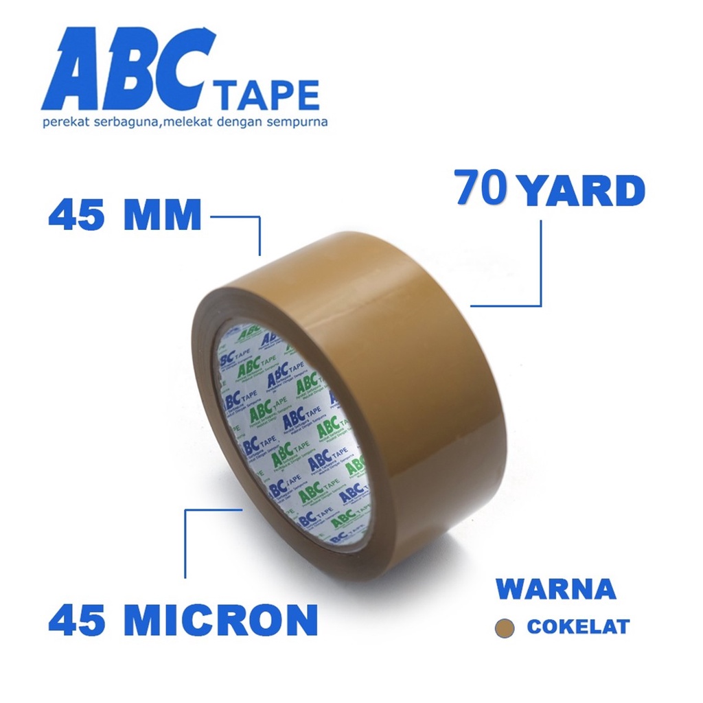 AVVET Lakban Bening 45MM Merk ABC TAPE Lakban Coklat Murah Import