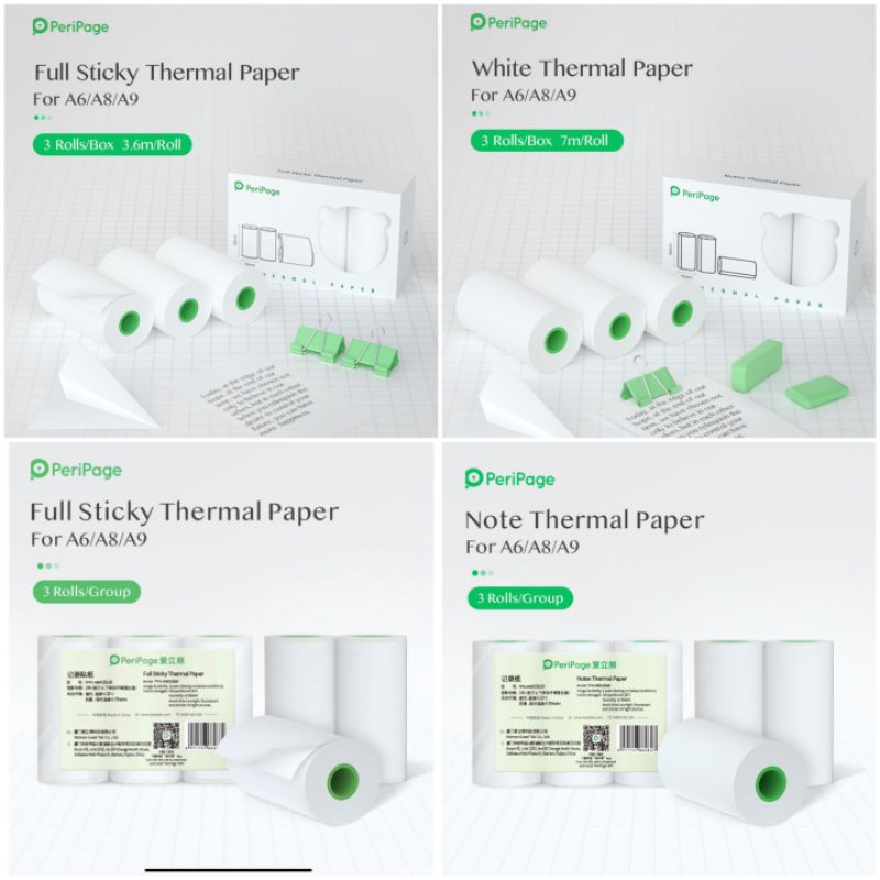 

Original PERIPAGE thermal paper sticker / kertas sticker thermal A6 57mm x 30mm (3rolls)