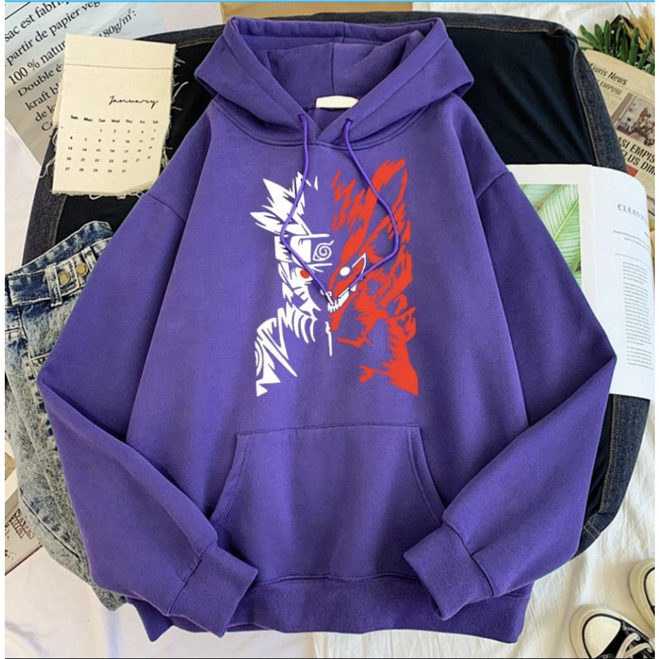 Sweater Hoodie Anime WOLF NARUTO II WOLF NARUTO Jumper Hoodie II Sweter Oblong Topi Sz M - XL ( Pria &amp; Wanita / Anak &amp; Dewasa )