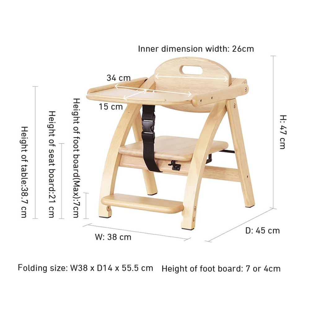 Yamatoya Arch Low Chair III Plus Table Kursi Makan Anak Kayu Baby Low Chair WHS