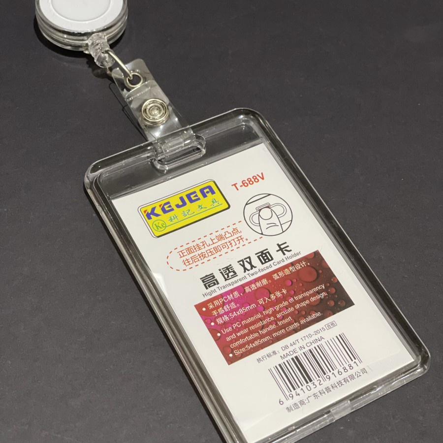 Datosimana - Tempat Kartu Kejea Id Card Acrylic Kantor Nametag + Yoyo Transparan 1 Set