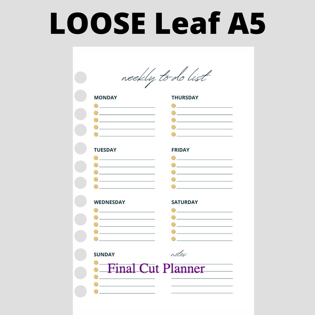 

Loose Leaf A5 - Weekly To Do List By Monologprojects .