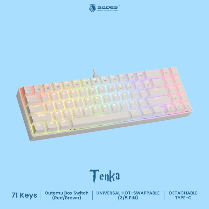 Sades Mechanical Keyboard Gaming Mechanical Sades Tenka / Outemu Universal Hotswappable