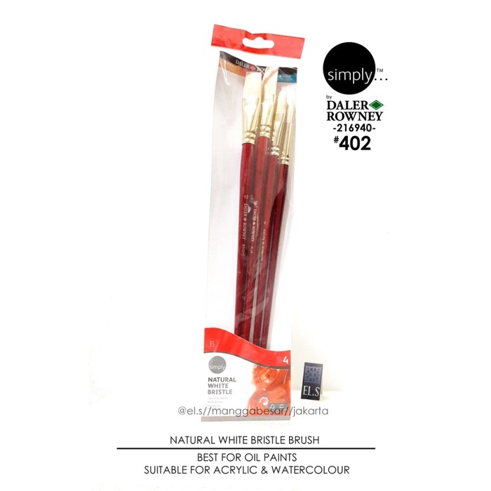 

Hadir Daler Rowney Simply Brush Set 402 Bristle Bagus