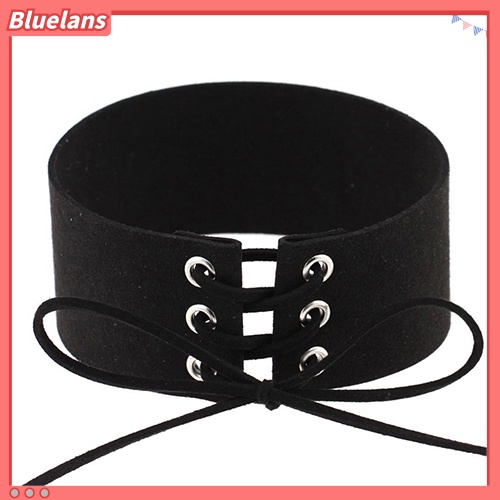 Bluelans Kalung Choker Bahan Suede Imitasi Gaya Punk Gothic Vintage Untuk Wanita