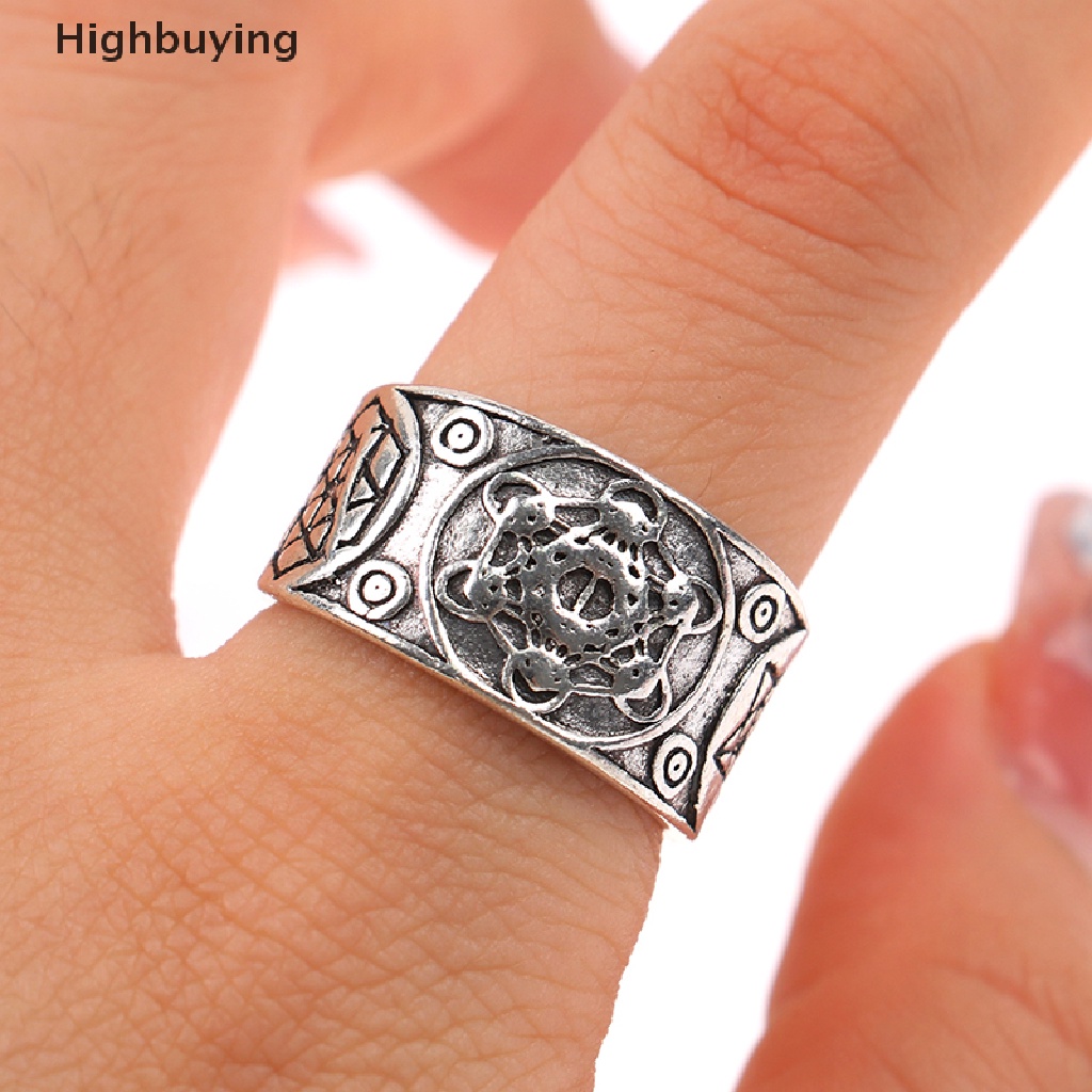 Hbid Cincin Jimat Metatron Adjustable Gaya Vintage Punk Motif Bintang Untuk Perhiasan Pria / Wanita Glory