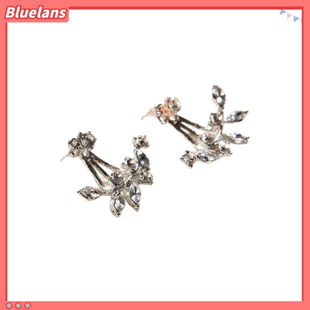 Anting Stud Cubic Zirconia Bentuk Daun Untuk Wanita