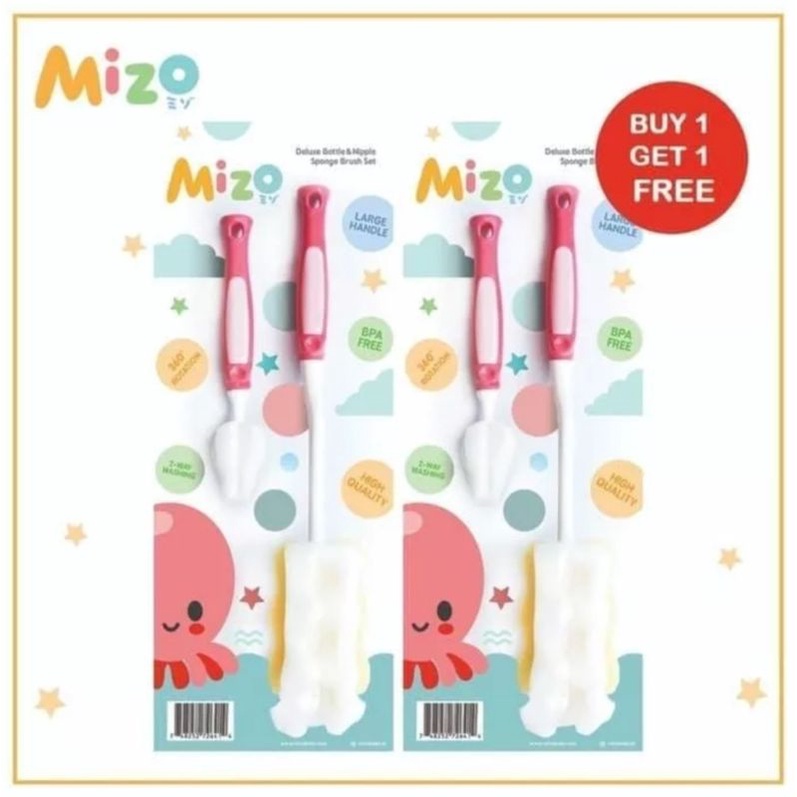 Mizo Deluxe Bottle &amp; Nipple Sponge Brush Set Buy 1 Get 1 / Pembersih Botol