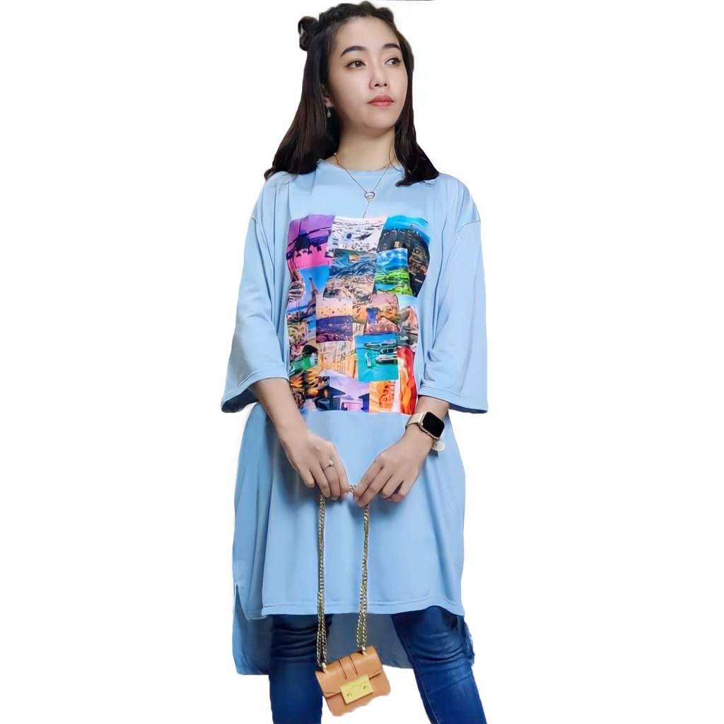 LD 120 TUNIK OVERSIZE PENGUIN KAOS VIRAL BAJU WANITA MULIM HIJAB FRENDLY BASIC