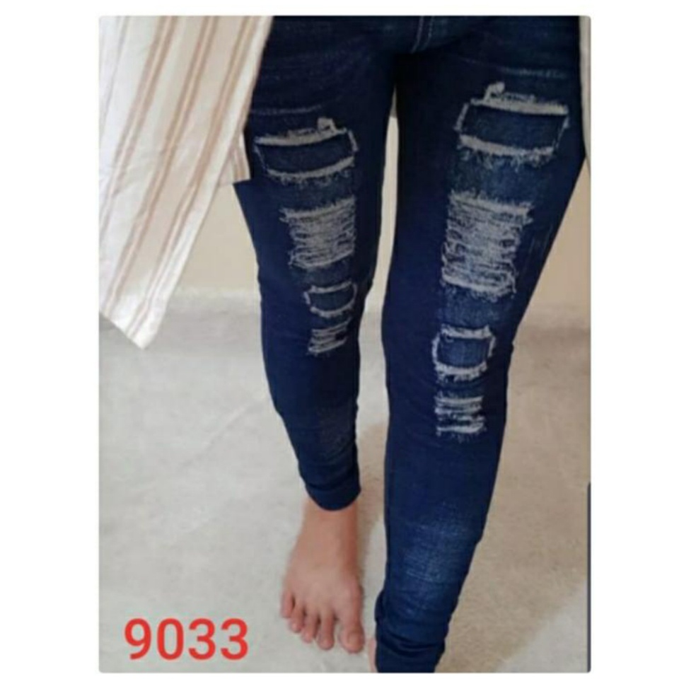 LEGGING JEANS HIGHWAIST MOTIF SOBEK / LEGING JEANS IMPORT / LEJING DENIM WANITA