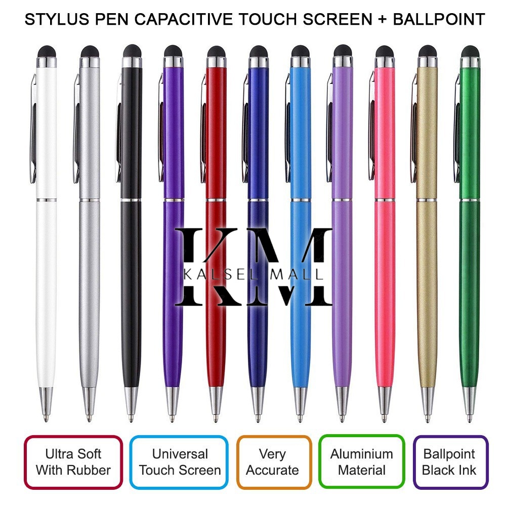 Stylus Pulpen Pena Pen Pensil HP Tablet Layar Sentuh Touchscreen Android Ipad Smartphone 2 In 1 Ballpoint Bulpen Universal ART45