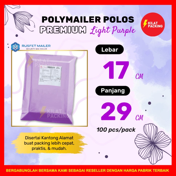 

Hemat Polymailer Amplop Packing Premium / Light Purple / 17X25 Per Pack Hemat