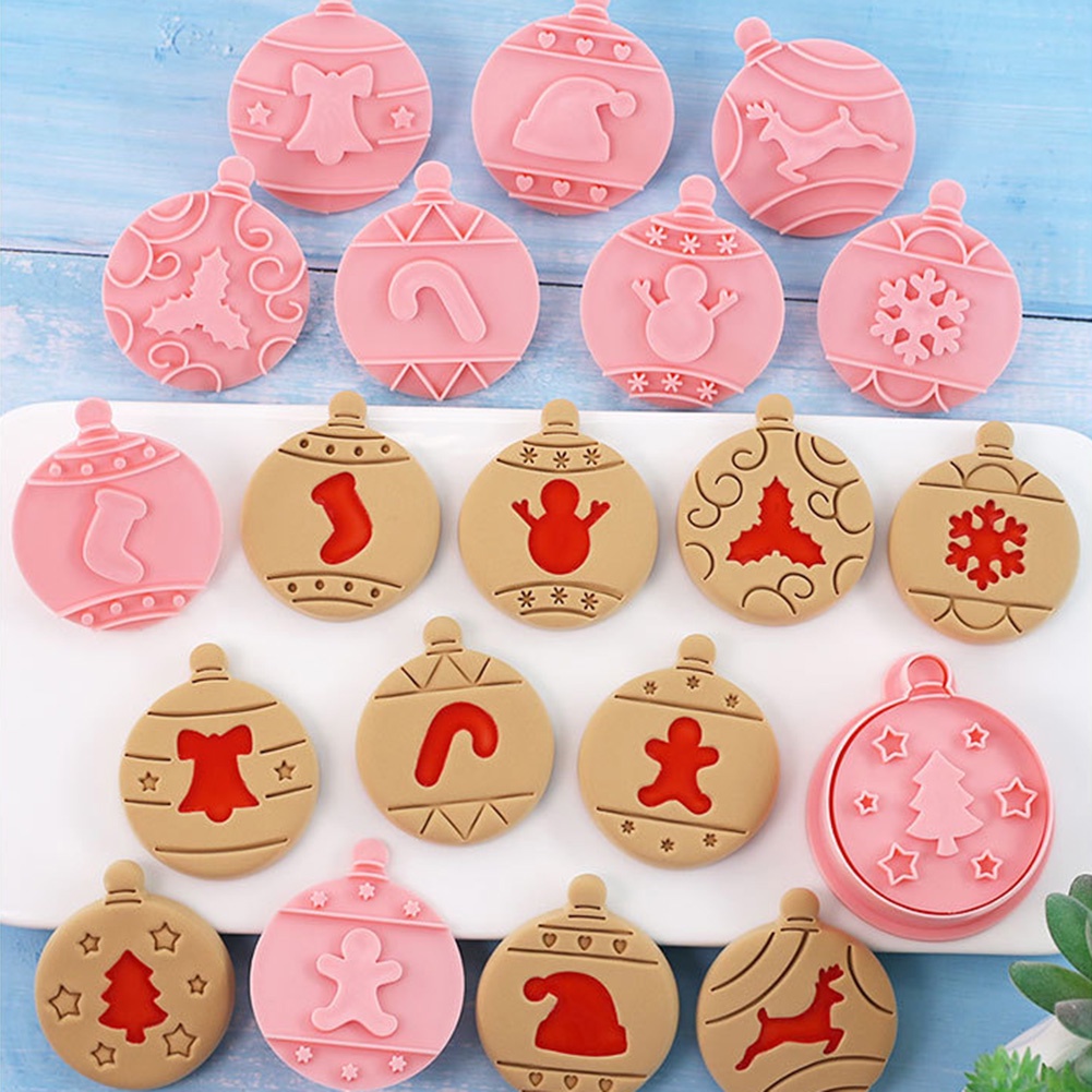 10pcs / Set Cetakan Kue / Coklat / Sandwich / Cookies / Fondant Desain Natal