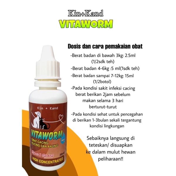 Kin kand VITAWORM DROP 30ml Obat Cacing Kucing Anjing Kitten