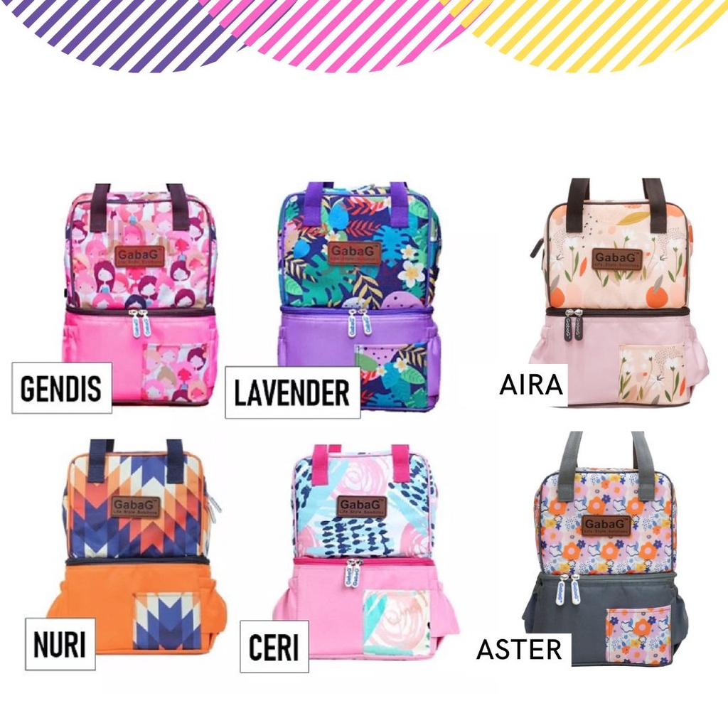 GABAG POP Series Kecil Cooler Bag  Lavender / Gendis / Ceri / Nuri / Aira / Aster  - Tas Cooler Pendingin Asi Bayi +Free 1 Ice Gel