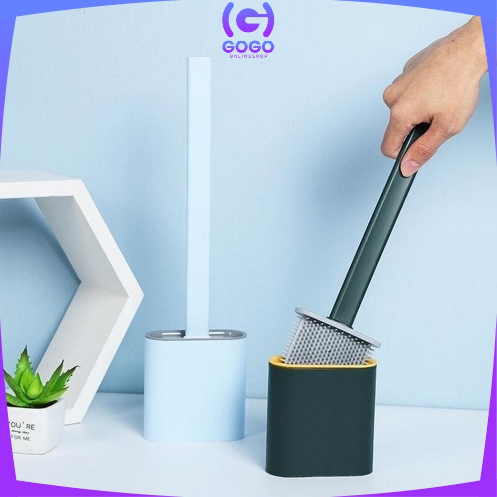 GOGO-C152 Sikat Toilet Brush Silikon Pembersih WC Unik Sikat Kamar Mandi Fleksibel dengan Tatakan