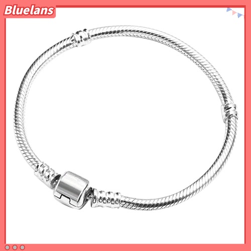 Gelang Rantai Ular Lapis Silver Dengan Gesper Barrel Untuk Wanita Charms