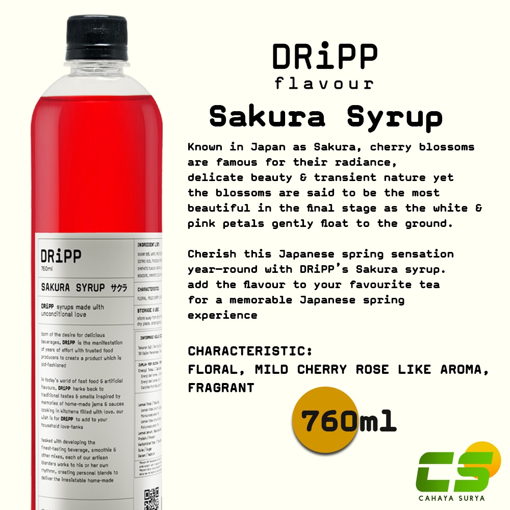 

Dripp Sirup / Syrup - Sakura Syrup 760 ml ( Sirup Sakura )