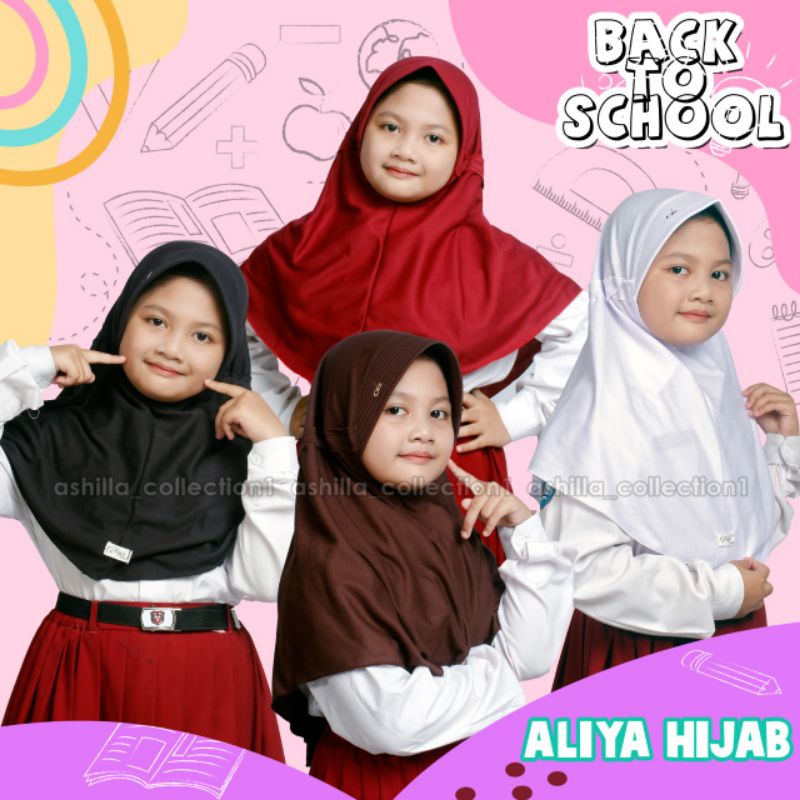 RABBANI KW Hijab Kerudung Anak Sekolah SD Model Tali Pita Serut Belakang