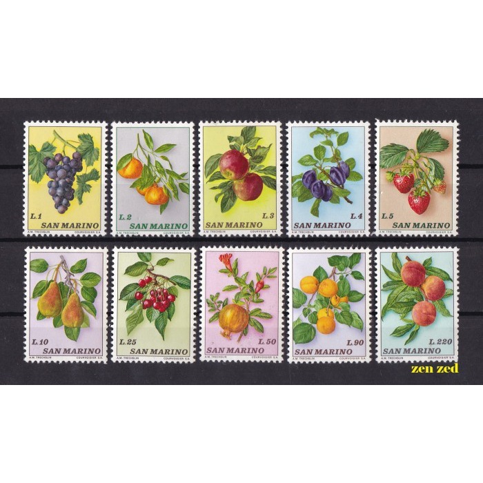 

0637 Perangko San Marino 1973 Fruits 10v Mnh