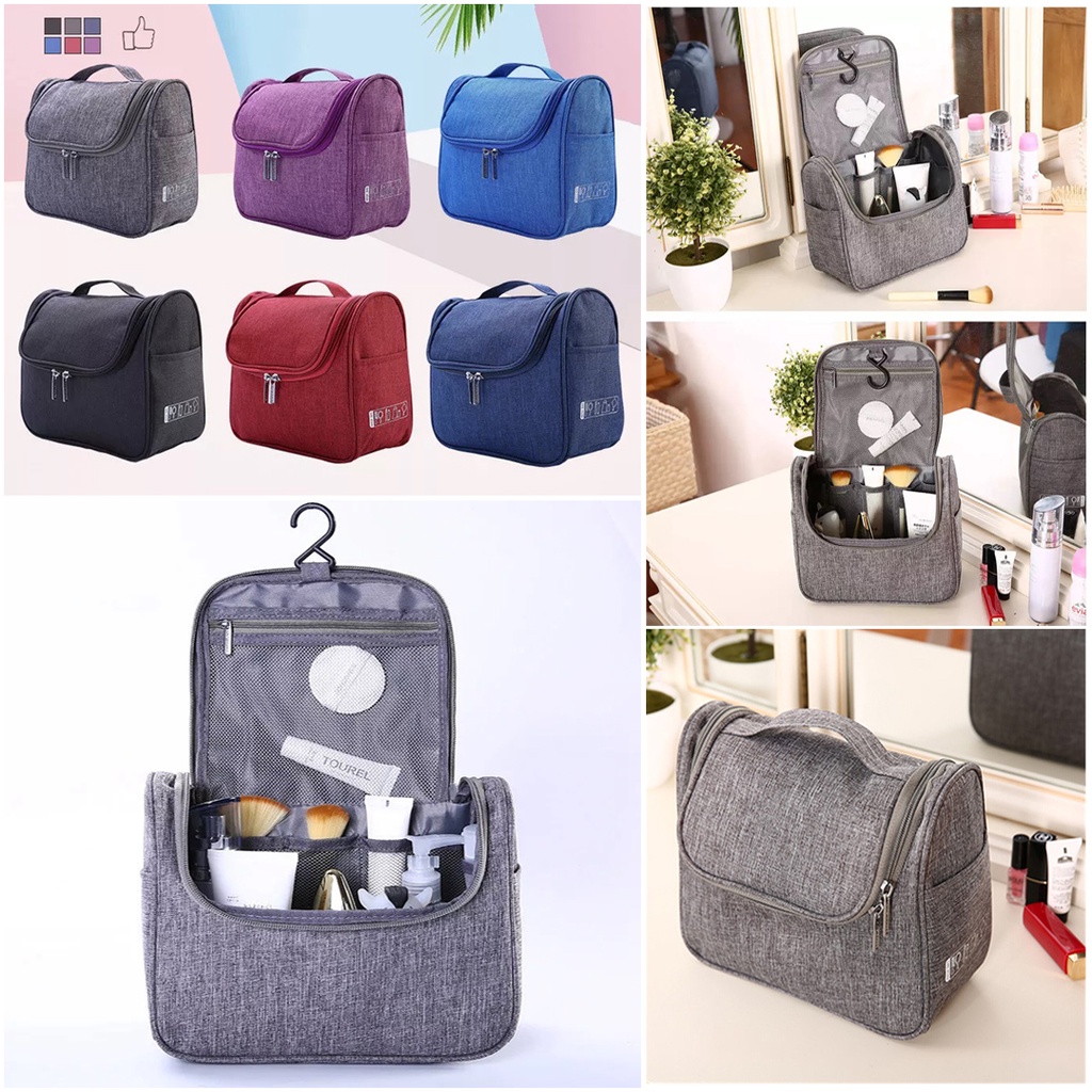 Toiletry Hanging Travel Bag Denim / Tas Kosmetik Denim Waterproof