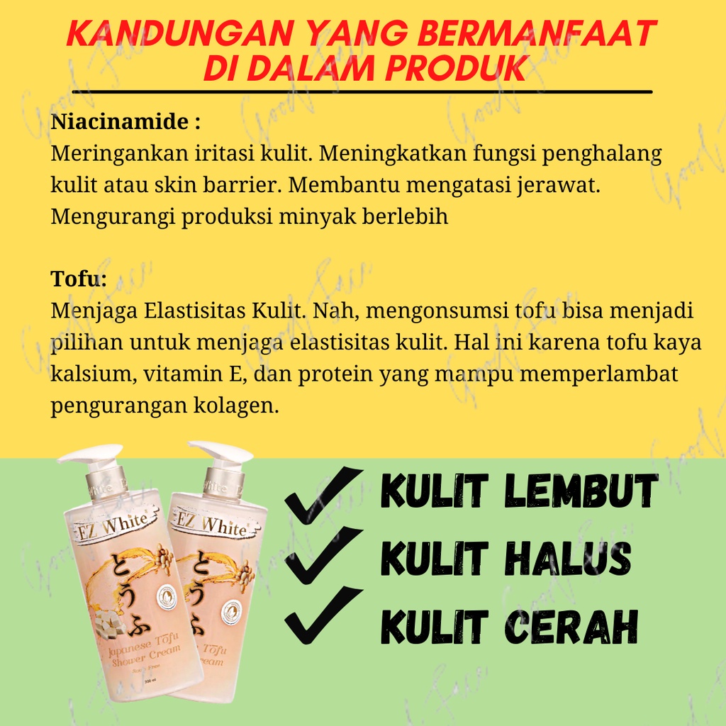 SABUN PEMUTIH BADAN PERMANEN EZ WHITE JAPANESE TOFU SHOWER CREAM 500ML BPOM ORIGINAL - SABUN MANDI CAIR EZ WHITE